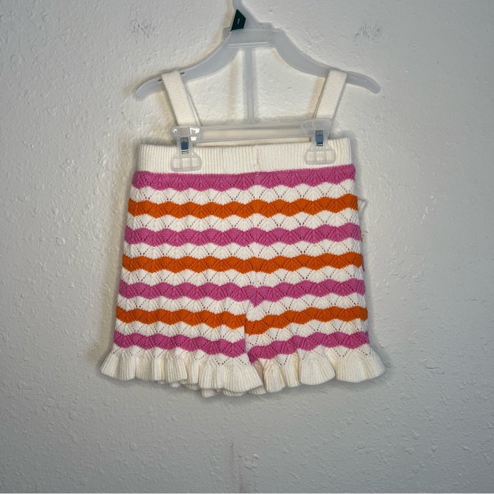 Girls Two-Piece Knit Tank & Skirt Set with Pink Daisy Top and Blue Shorts - Picture 8 of 15
